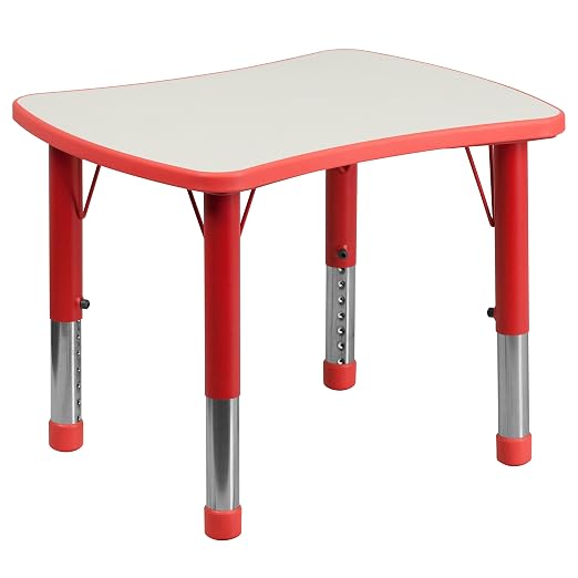 EMMA + OLIVER 21.875x26.625 Red Plastic Height Adjustable Activity Table
