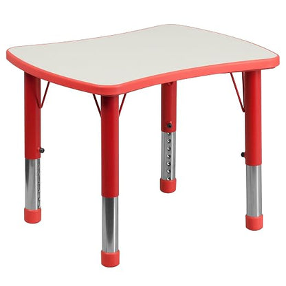 EMMA + OLIVER 21.875x26.625 Red Plastic Height Adjustable Activity Table