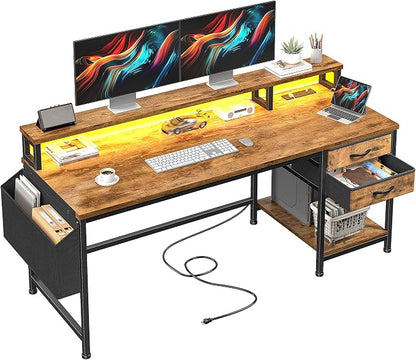 DurayLoly 55" Small Gaming Desk with Remote Control RGB Light for Teen Gamer,10m Full-Color Strip with Wireless Remote,20 Dynamic & 20 Lighting Modes, Effortless Control to Level Up Your Gaming Vibe