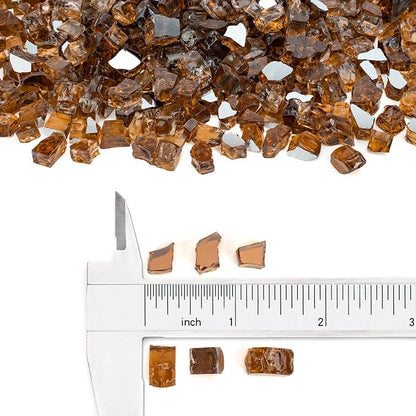 Stanbroil 10-Pound Fire Glass - 1/4 inch Reflective Tempered Fire Glass for Fireplace Fire Pit, Copper Reflective Fireglass