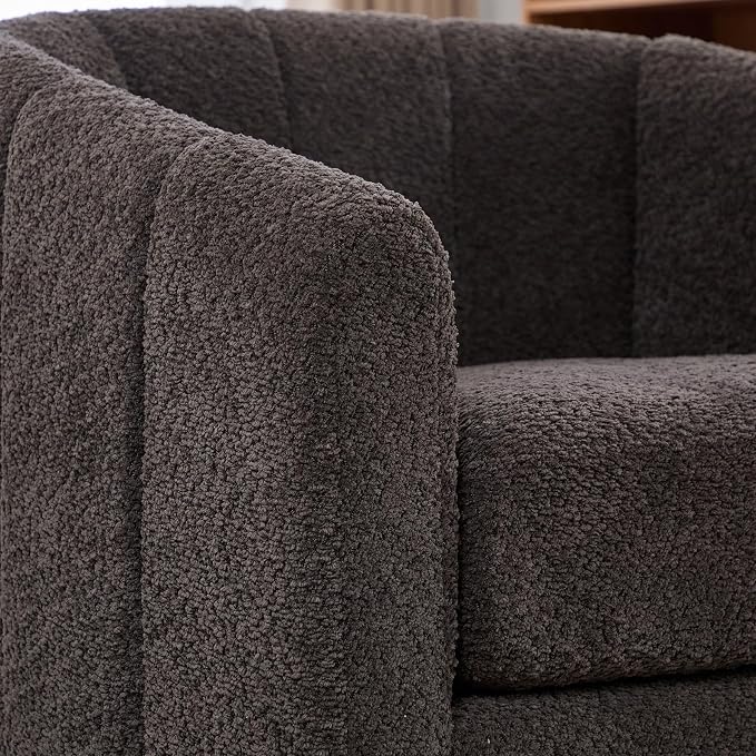 Swivel Barrel Chair Set of 2, 360 Degree Round Swivel Accent Chair for Living Room, Mid Century Modern Upholstered Accent Chair,Comfy Tufted Sofa Armchairs for Bedroom,Nursery,Boucle,Charcoal