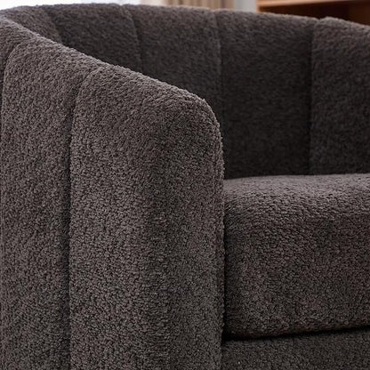 Swivel Barrel Chair Set of 2, 360 Degree Round Swivel Accent Chair for Living Room, Mid Century Modern Upholstered Accent Chair,Comfy Tufted Sofa Armchairs for Bedroom,Nursery,Boucle,Charcoal