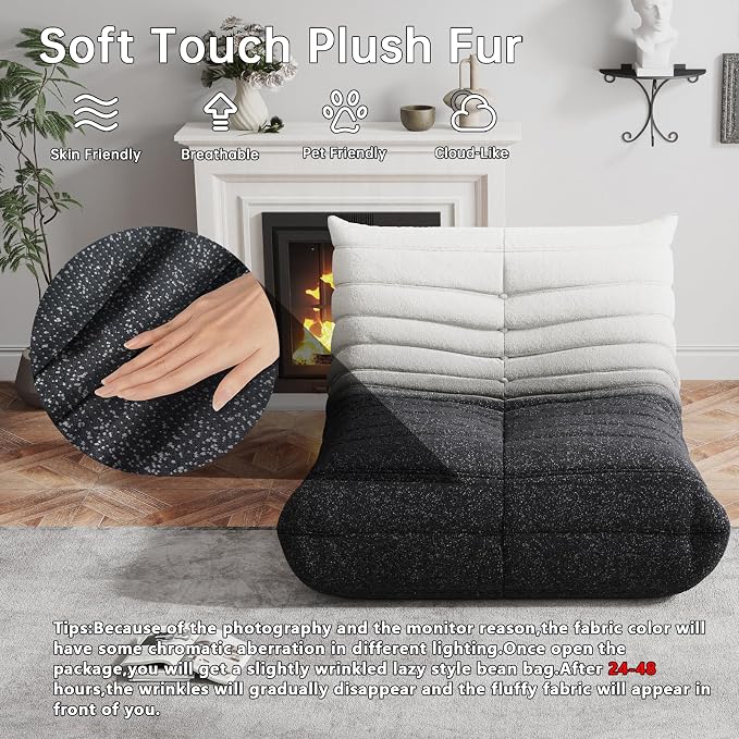 WHGBJA Bean Bag Chair for Adults, Lazy Bean Bag Sofa for Bedroom, Living Room, Reading, Gaming Floor Sofa Chair, Boneless, Comfy