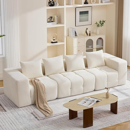 119" Oversized 3 Seater Boneless Couch, Comfy Cloud Modular Sectional Sofa with Deep Seat, Modern Memory Foam Boneless Couches for Living Room, Tufted Sofa, No Assembly Required, Beige