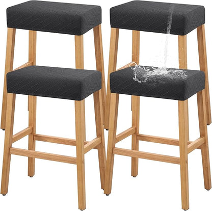YISUN Stool Covers Rectangle - 4 Pack Stretch Waterproof Saddle Seat Cover Counter Bar Stools Bar Chairs Covers Kitchen Island Chairs Cushion Protector
