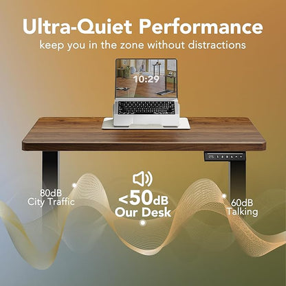 HUANUO 71 x 30 inch Electric Standing Desk Adjustable Height, 4 Memory Height Settings, Sit Stand Up Desk for Home Office & Computer Workstation, Black Walnut