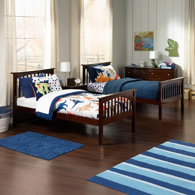 AFI, Columbia Twin Over Twin Ladder Bunk Bed with Storage Drawers, Walnut