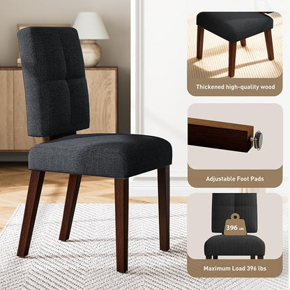 HOMRELEXA Wooden Dining Chairs Set of 6, Dining Room Chairs with Wood Legs, Cloud-Like Cushion & Reinforcement Structure Design for Kitchen/Living Room/Restaurant, Easy Assembly