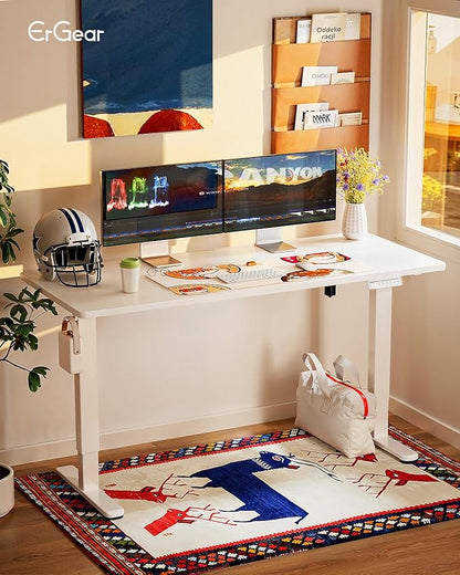 ErGear Height Adjustable Electric Standing Desk, 71 x 30 Inches Sit Stand up Desk, Memory Computer Home Office Desk, White
