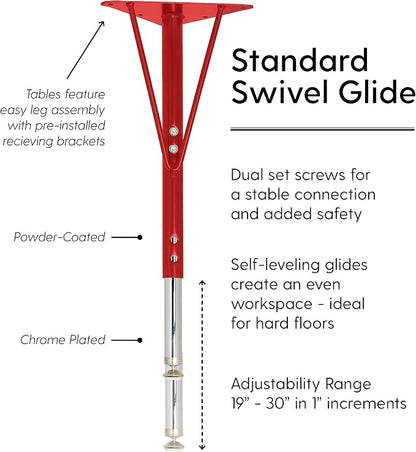 FDP Kidney Activity School and Office Table (48 x 72 inch), Standard Legs with Swivel Glides for Collaborative Seating Environments, Adjustable Height 19-30 inches - Gray Top and Red Edge