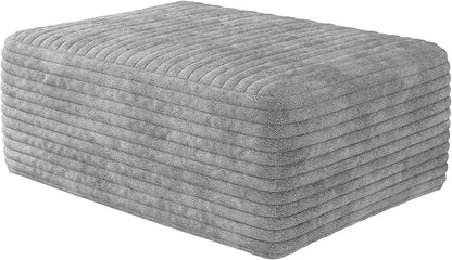 37.4" Plush Corduroy Ottoman, Upholstered Cloud Ottoman for Boneless Couch in a Box, Modular Sectional Couches for Living Room Bedroom, Compressed Memory Foam, No Assembly Require, Grey