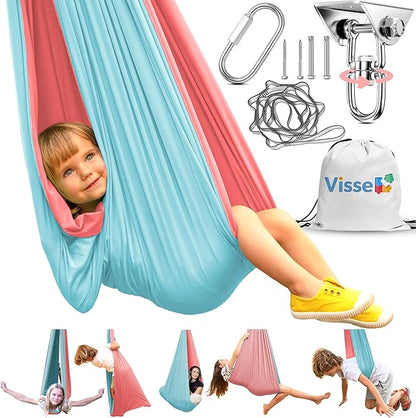 Sensory Swing for Kids Indoor Outdoor - Calming Cocoon Therapy Swing, Holds 300lbs - Hug-Like Sensory Hammock with 360° Swivel Hardware for Autism, ADHD, SPD Support