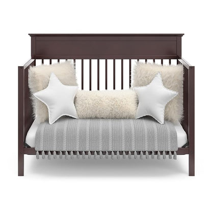 Storkcraft Carmel 5-in-1 Convertible Crib - GREENGUARD Gold Certified, Converts to Toddler Bed & Full-Size Bed, Fits Standard Full-Size Crib Mattress, 4 Adjustable Mattress Heights (Espresso)