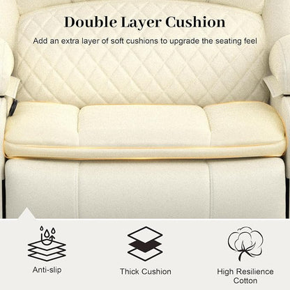 Yolsali Loveseat Recliner Sofa Set with 2-Tier Cushion, 2+1 Pieces in Living Room, 2 Seater Reclining Loveseat Leather with Removable Console, 1 Oversize Recliner Chair Sofa Seat - White PU
