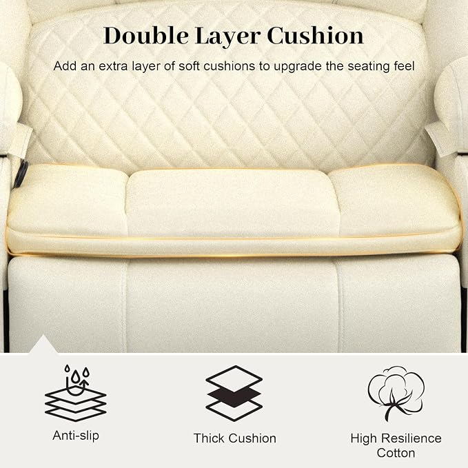 Yolsali Loveseat Recliner Sofa Set with 2-Tier Cushion, 2+1 Pieces in Living Room, 2 Seater Reclining Loveseat Leather with Removable Console, 1 Oversize Recliner Chair Sofa Seat - White PU