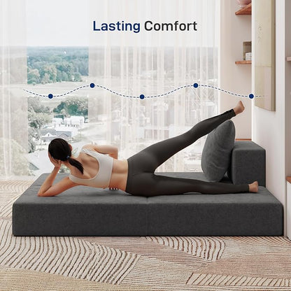 Living&Giving Cloud Sectional Couch for Living Room, Modular Boneless Couch with 1 Ottoman, Middle-seat Can Be Combined with Modular Sofa, Customizable Layout for Any Space, Dark Grey