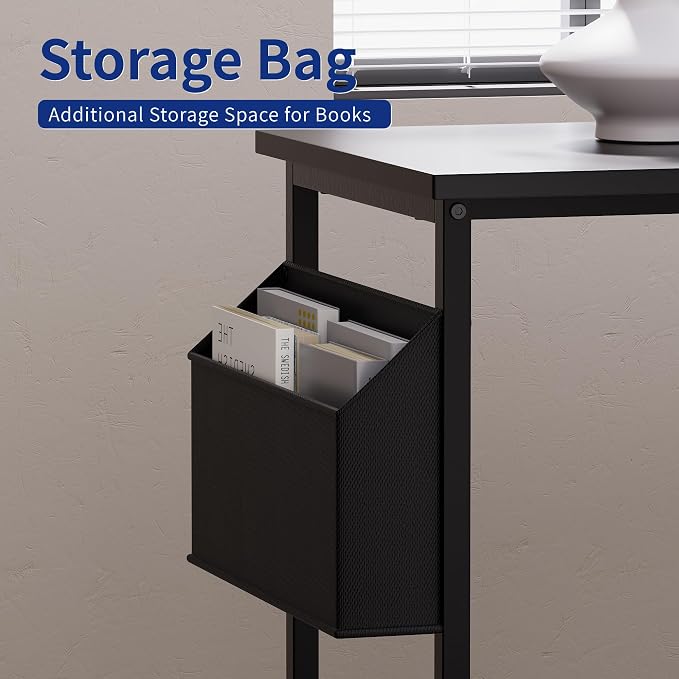 Pamray 40 Inch L Shaped Computer Desk with Reversible Side Storage Shelves, Small Corner Desk for Small Space Home Office, Writing Study Table PC Desk for Bedroom, Vintage