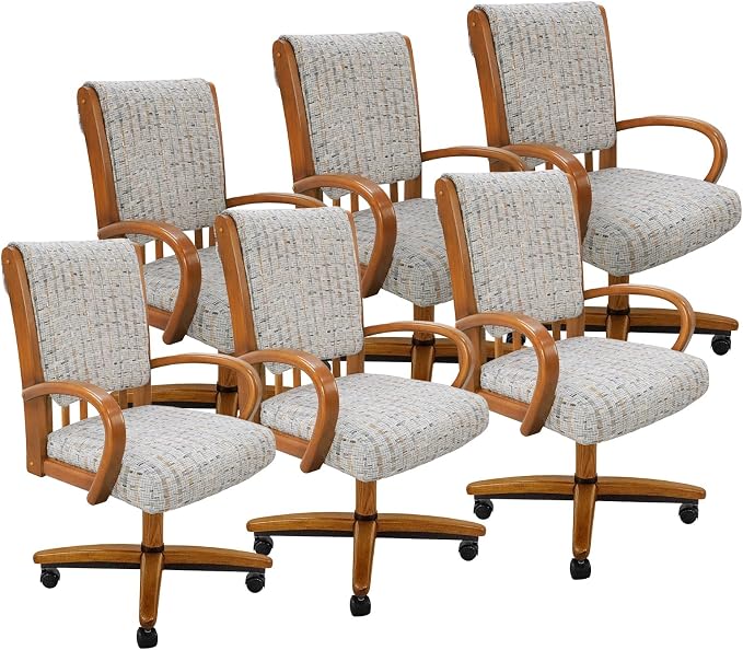 Chromcraft Set of 6 Chairs, Chair with Soft Double Wheels for Kitchen Room