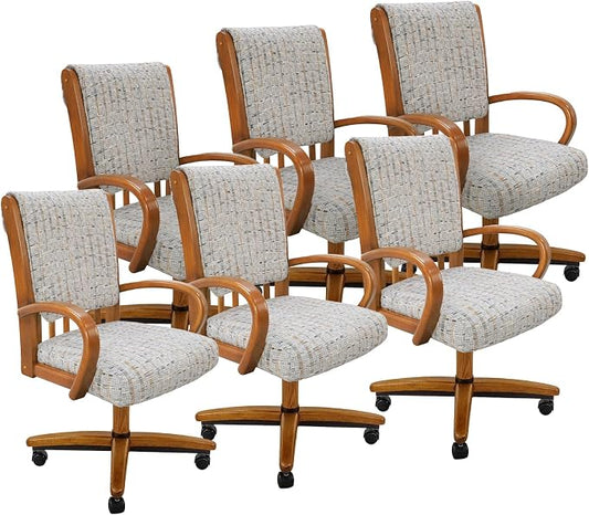 Chromcraft Set of 6 Chairs, Chair with Soft Double Wheels for Kitchen Room