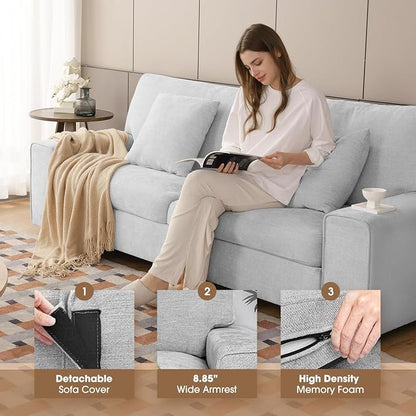 DOPEDIO Modern Loveseat Sofa for Living Room,Chenille Recliner, Removable Cover, Pocket Spring Cushions, Solid Wood Frame, Easy Assembly for Small Spaces (71.25inch，Light Gray)