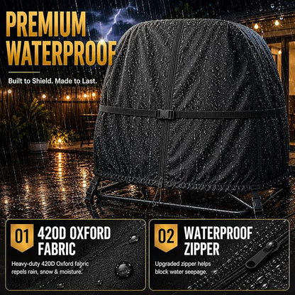 Double Egg Chair Cover Waterproof 420D Oxford Hanging Outdoor Furniture Covers for Patio Wicker Egg Swing Cocoon Chair, 91x80 Inches, Black