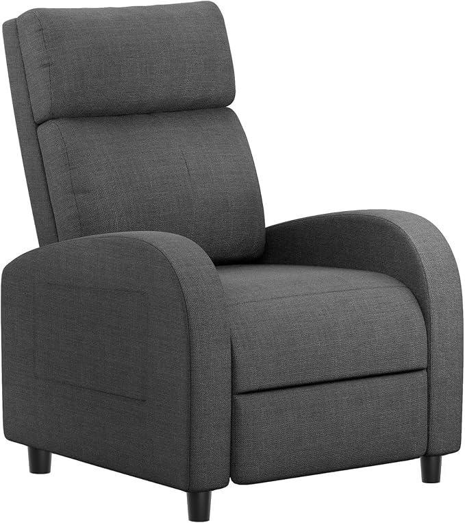 Homall Recliner Chair, Recliner Sofa for Adults, Recliners Home Theater Seating with Lumbar Support, Reclining Sofa Chair for Living Room (Fabric, Grey)