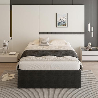 Cieemine 18 Inch King Size Bed Frame with Black Bed Cover, Metal King Size Platform Bed Frame No Box Spring Needed, Heavy Duty Mattress Foundation, Easy Assembly, Noise Free
