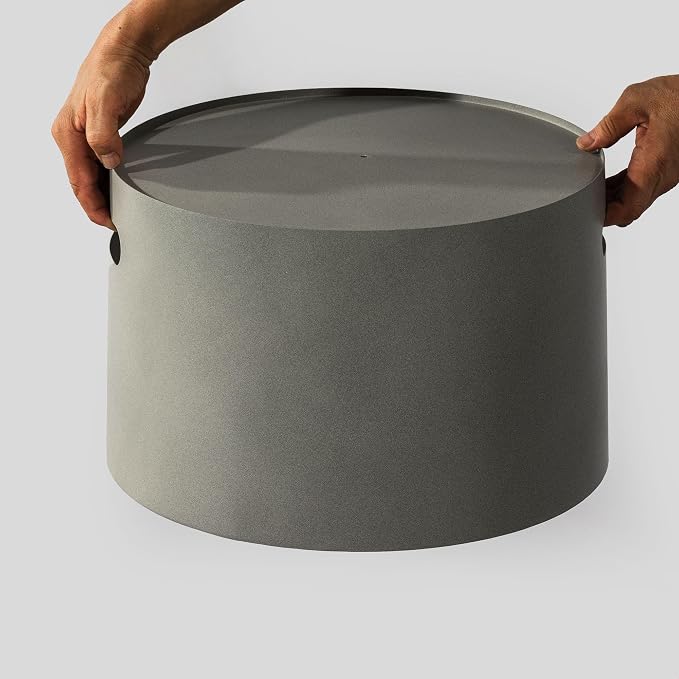 GDFStudio Propane Tank Cover Outdoor Iron Tank Holder Round Tank Storage Hideaway Side Table with Handles for Fire Pits Gas Tank Holder Storage Gas Bottle Cover, Gray