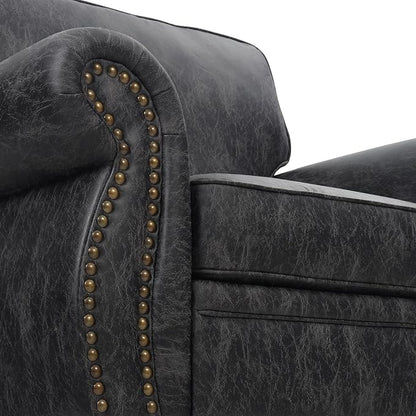 Couchus Living Room Furniture Sets,Sofa Sets and Couch Sets for Living Room,Mid-Century Vintage Sofa Couches with Rivet Design (Grey, 2 Loveseat+3 Seater)