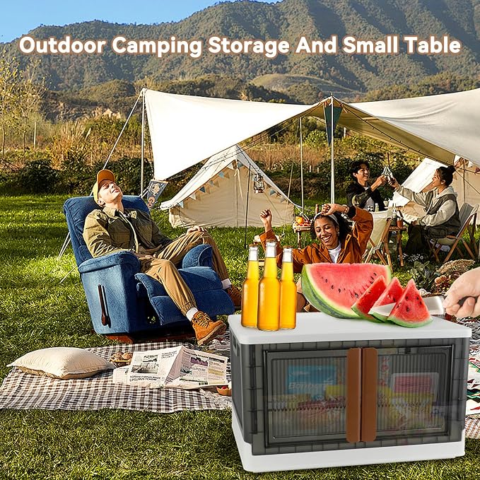 Storage Bins, Cabinet with Lids, Extra Large Useful Box, 19 Gallons (72L) Capacity (Each One), 2 Packs, Collapsible, Transparent, Home Organizer