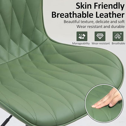 Finnhomy Bar Stools Set of 2, Modern 360° Swivel Faux Leather Bar Stools, 24"-32.5" Seat Height with Back, 330 lbs Capacity, SGS Gas Lift, Upholstered Kitchen Chairs for Kitchen Island, Green