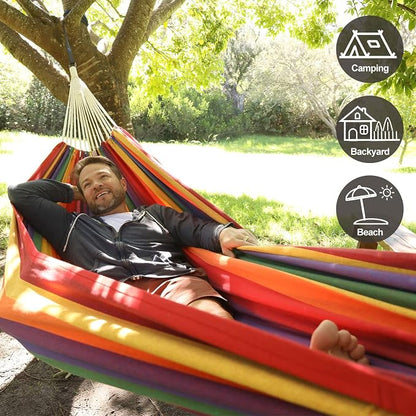 CHULIM Brazilian Double Hammock with Tree Straps,Extra Large 94x63IN,2 Persons Hammock for Backyard Patio Outdoor and Indoor,450lbs Weight Capacity,Soft Woven Cotton Fabric - Blue Stripe