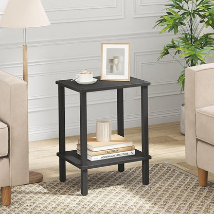TUTOTAK End Table, Side Table, Nightstand, 2-Tier Storage Shelf, Sofa Side Table for Small Space, Living Room, Bed Room Black TB01BK034