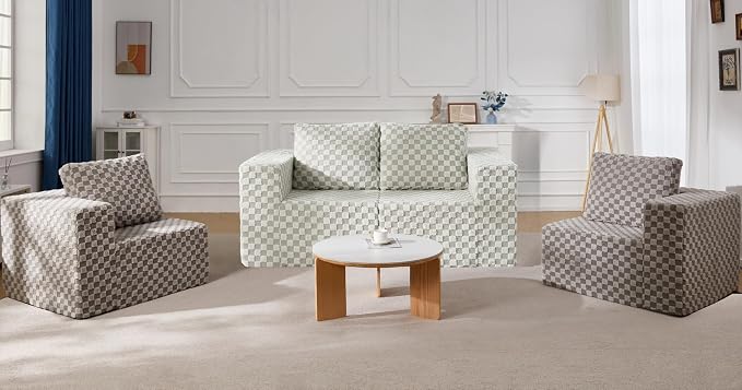 Modular Sectional Sofa 2 Seater Loveseat Modular Couch with Deep Seat Memory Foam Cloud Chair with Pillows Oversized Sectional Sofa for Living Room Bedroom (Plush Grey, Loveseat)