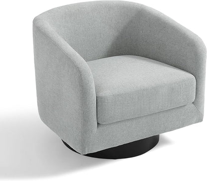 Swivel Barrel Accent Chair, Upholstered Armchair for Living Room, Light Gray