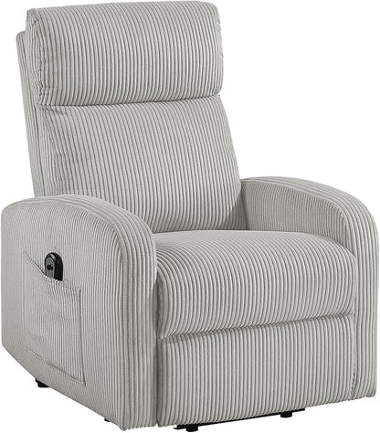 Lexicon Power Lift Recliner Chair for Elderly with Remote Control, Gentle Lift Motion, Side Pocket Armrest, Corduroy Upholstered Electric Recliner for Living Room/Bedroom, Easy Assembly, Light Gray