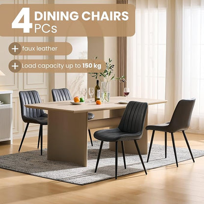 CLIPOP Dining Chairs Set of 4, Faux Leather Dining Chairs with Upholstered Seat, High Back Comfy Cushion, Metal Leg, Accent Kitchen Side Chair for Living, Restaurant & Meeting Room, Black