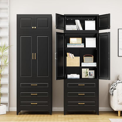 90” Tall Kitchen Pantry Cabinet,Storage Cabinet with Doors and Adjustable Shelves,Modern Kitchen Hutch Cabinets,Freestanding Cupboard for Living Room