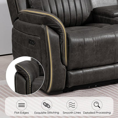 Zero Gravity Power Reclining Loveseat with Console, Reclining Loveseat with Adjustable Headrest, Power Loveseat Recliner Sofa with USB & Type-C Ports for Living Room (Badlands Charcoal)