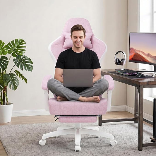 GTPLAYER Gaming Chair, Computer Office Chair with Pocket Spring Cushion, Linkage Armrests and Footrest, High Back Ergonomic Computer Chair with Lumbar Support Task Chair with Footrest