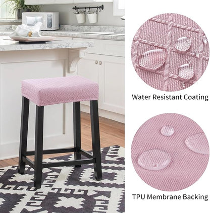 YISUN Stool Covers Rectangle - 4 Pack Stretch Waterproof Saddle Seat Cover Counter Bar Stools Bar Chairs Covers Kitchen Island Chairs Cushion Protector
