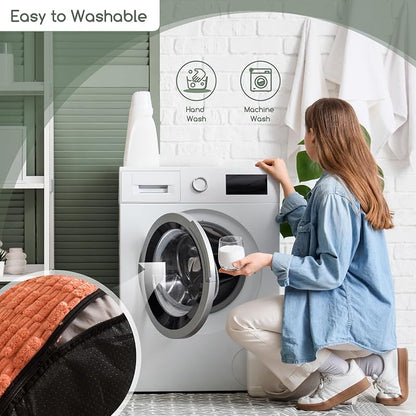 HIGOGOGO Pouf Ottoman Stuffed Round Modern Foam Filled Foot Rest Poufs for Living Room Chair Decorative 26 X 18 Inches Boho Relax Stool for Wedding Christmas Party, Coral Orange