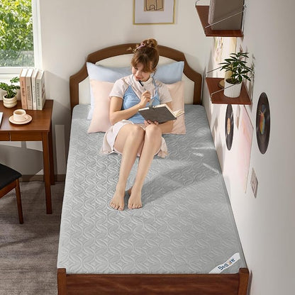 BEDLORE Waterproof Mattress Protector, Twin XL Size Mattress Pad with Deep Pocket 6"-15" Depth, Soft Dirt-Proof Double Bed Mattress Cover for Bedroom, College Dorm, Hotel (Light Gray)
