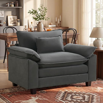 Oprisen Modular Sectional Sofa, Comfy Cloud Couch Sectional Sofa, Velvet Sofa Sleeper Deep Seat Sofa with Throw Pillows for Living Room (Blue Gray, 53"- Single Seat)