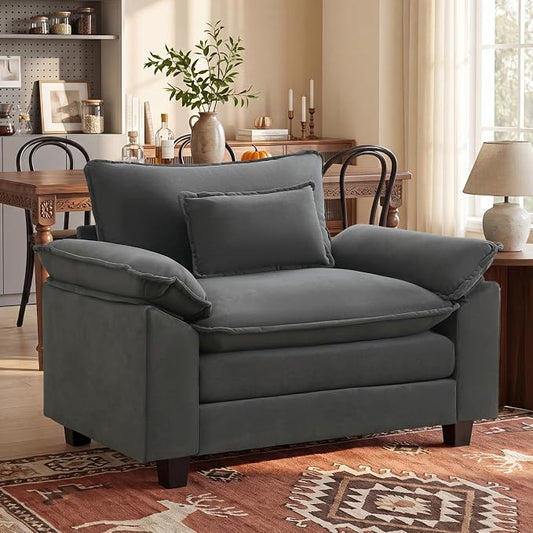 Oprisen Modular Sectional Sofa, Comfy Cloud Couch Sectional Sofa, Velvet Sofa Sleeper Deep Seat Sofa with Throw Pillows for Living Room (Blue Gray, 53"- Single Seat)
