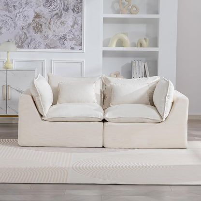 Boneless Couch Sectional Sofas Cloud Couches for Living Room | Loveseat Modular Modern Cloud Sofa with Pillows