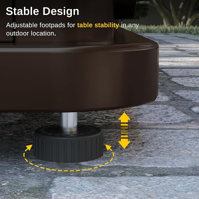 EAST OAK 28'' Propane Fire Pit Table, 50,000 BTU Steel Gas FirePit for Outdoor, Outside Patio Deck and Garden, CSA Certified Fire Table with Magnetic Lid, Cover-Storage Basket and Lava Rock , Brown