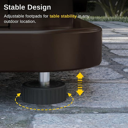 EAST OAK 28'' Propane Fire Pit Table, 50,000 BTU Steel Gas FirePit for Outdoor, Outside Patio Deck and Garden, CSA Certified Fire Table with Magnetic Lid, Cover-Storage Basket and Lava Rock , Brown
