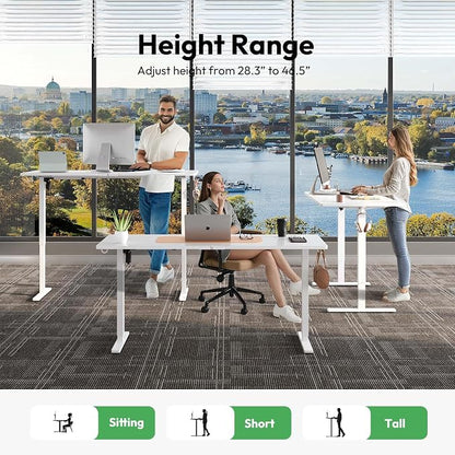 Large Electric Standing Desk,55x28 Inches Adjustable Height Stand up Desk, Sit Stand Home Office Desk, 3 Preset Heights,Equipped with Hooks,Ergonomic Computer Desk Workstation，White