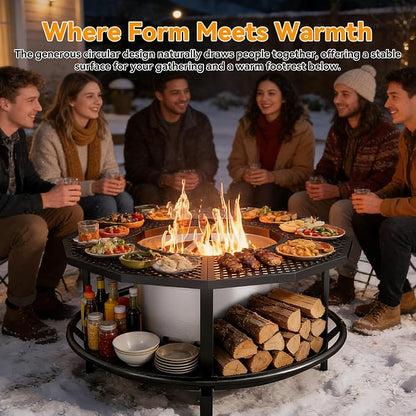 Fire Pit Surround Tabletop - 360° Fire Pit Guard for Solo Stove Bonfire & Ranger, Portable Protective Barrier for Wood Burning Fire Pits Up to ⌀21", UV-Resistant Outdoor Fabric (Firepit Not Included)